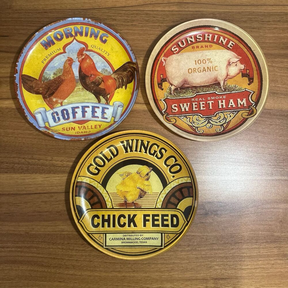 Farmhouse Animal 8 Inch Appetizer Plates, Set of 3